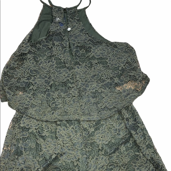 Blue Rain size small olive green flirty romper - Picture 3 of 9